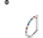 1Pc F136 Titanium16G 8/10mm Cartilage Tragus Helix Ear Piercing Body Jewelry Nose Ring Half Ring CZ D Shape Segment Ring Cliker