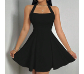 Four season women's clothing, square neckline pleated elegant mini skirt, New Year's and Valentine's Day gift