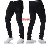 Tattered pipe pants embroidered with men's jeans