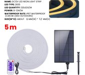 IP67 Waterproof Neon Light Solar Lamp 12V 120Leds/M Neon Strip 3000K 6000K White Red Green Blue Flexible Ribbon Rope LED Light