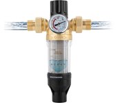 Backwash filter 3/4 inch pressure gauge tap water filter, fine filter for well water hose, reusable sediment filter