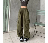 Pantalones de jogging casual para mujeres pantalones de cintura baja pantalones de pierna ancha de cuerda streetwear