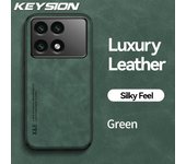 KEYSION Luxury PU Leather Case for Xiaomi POCO F6 Pro Soft Silicone+PC Shockproof Phone Back Cover for Xiaomi POCO F6 Pro