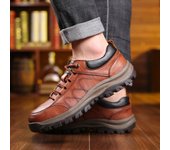 Men's fashion mountaineering sports shoes breathable lace-up casual shoes outdoor wear leather shoes British style
