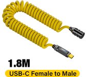 1.8m PD 140W Splicing Fast Charging Data Cable 20Gbps 8K UHD USB C to C Spring Cable Type C Scalable Extender Cord for Macbook iPhone