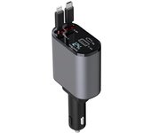 4 in 1 Fast Car Phone Charger,  60W Retractable TypreC & USB Car Charger with Dual Charge Port, Compatible with iPhone 15/14/13/12/11,Galaxy,Pixel