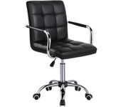 Silla de Oficina con Ruedas Giratorias Silla de Ordenador Ajustable en Altura con Asiento Acolchado Giratorio Silla de Escritorio de Polipiel Carga 120Kg con Respaldo Marrón Claroa