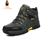 Zapatos de Senderismo de Invierno Botas de Nieve de Montaña de Cuero Anticolisión Impermeables Calentitos para Hombres
