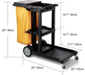 SucceBuy Cleaning Cart, Commercial Janitorial Cart, Plastic Housekeeping Cart with PVC Bag