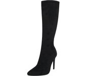 2025 Spring New High Elasticity Leather Boots, Pointed Side Zipper, Suede, High Heels, Mid Top Boots