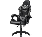 Silla para Ordenador, Silla Ergonómica para Juegos, Silla de Escritorio para Oficina con Altura Ajustable y Ruedas, Sillas de Videojuegos Color Negro/Gris.