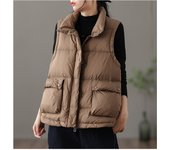 Duck Down Vest  Plus Size Women Coats Warm Tops with Pockets Autumn Winter