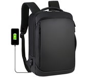 Mochila de viaje de gran capacidad para hombres, bolsa para computadora portátil de negocios con carga USB, bolso al aire libre personalizable