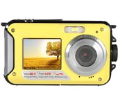 Cámara subacuática impermeable 4K,pantallas duales,Selfie,cámara Digital de 48MP,Zoom Digital 16X,para snorkel,niños + 64g