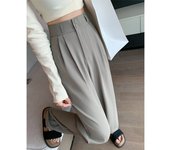 BGTEEVER Casual Loose High Waist Ladies Solid Floor-Length Suit Pants Spring Summer Pockets Stylish Women Wide Leg Trousers