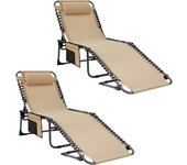 Plegable Exterior, Respaldo Ajustable en 5 Posiciones, Silla de Playa, Cama de Camping con Almohada para Playa Piscina Vacaciones Exterior ¡Disponible en dos versiones diferentes! Elige tu opción a continuación