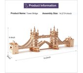Robotime Rolife DIY 3D Tower Bridge Big Ben Famous Building Wooden Puzzle Game Easy Assembly Toy Gift for Children Teen Adult