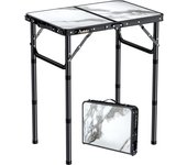 Plegable Camping 60x40x25.4/49/67cm Ajustable Altura Mesas de Acampada Portátil Mesa Playa Aluminio Impermeable Negro para Terraza Playa Exterior BBQ