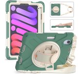 Heavy Duty Case Universal For iPad Mini 7 A17 Pro 2024 2021 8.3" Rotatable Stand Hybrid Cover With Hand Shoulder Strap, Pen Slot