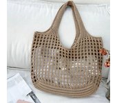 Casual Hollow Knitted Large Tote Bag Designer Handmade Woven Women Shoulder Bags Luxury Summer Beach Bag Shopper Purses