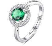 Eudora 100% 925 Sterling Silver Birthstone Adjustable Ring January to December Opened Ring Birthday Gift for Girl Couples Friend