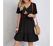 Verano Vestidos de Mujer Suelta Casual Manga Corta Túnica Cintura Fluye Vestidos