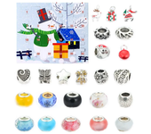 Kit DE FABRICACIÓN de pulseras de joyería con dijes DIY, calendario de adviento de Navidad, caja de regalo temática de Navidad p