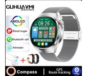 Adecuado para -reloj inteligente  NFC 4 Pro para hombre, pulsera con Pantalla AMOLED HD, control del ritmo cardíaco, llamadas por Bluetooth, resistente al agua IP68, novedad de 2024,Brújula, seguimiento de movimiento GPS
