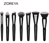 ZOREYA-Juego de brochas de maquillaje negro, brocha de maquillaje Kabuki, brocha para ojos, base en polvo, colorete, sombra de o