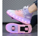 Malla Transpirable Niños Mafia Zapatos Cuatro Invisible Estudiante Patines Niños Zapatos De Ruedas Niñas Dos Ruedas Flash, Suela De Goma