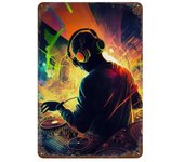 Neon Dj Vintage Metal Posters Pop Retro Tin Sign Headphones Music Art Decor Personality Bar Wall Poster