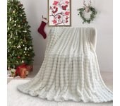 Manta Sofa de Felpa de Conejo Super Suave Cálida, Gruesa Franela 540 g/m² Manta Cama Multifuncional Esponjosa para Dormitorio Sofá Viajes Niños Camping Blanket(Albaricoque A Rayas, 160 x 200 cm)