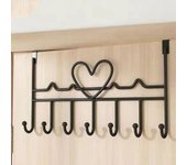 Overdoor Organizer Metal Over Door Hanger Punch-free Anti-Rust Heart-Shaped Hooks Creative 7 Hook Clothes Hanger Bathroom