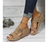 Sandalias de mujer con tacón de cuña de verano, zapatos de flores con suela gruesa y tacón de cuña