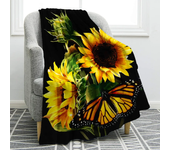 Sunflower Gifts Blanket Print Throw Soft Warm Lightweight Blanket for Women Birthday Christmas, Home Living Room Decor Black