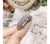 light luxury style personality contrast color trend flash diamond special-shaped zirconium bracelet necklace 18K gold plated fashion hip-hop ring