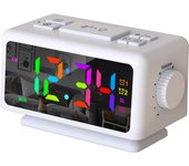 Despertador en color RGB de gran pantalla Calendario perpetuo Radio FM Despertador electrónico Función Snooze/sleep Mando grande Reloj multialarma Ajuste automático del brillo Toma de corriente USB