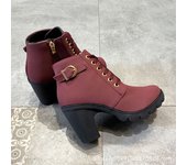 Martin botas hembra invierno cabeza redonda gruesa con botas cortas casual de tacón alto con cordones cremallera lateral moda ve