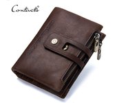 CONTACT'S 2022 New Arrival Genuine Leather Men's Wallet For Men Small Zipper Organizer Wallets Cash Carteira For Man Coin Purses