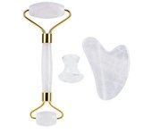 Fashion 2/3/4Pcs Natural Rose Quartz Obsidian Jade Roller Gua Sha Stone Set Gouache Scraper Facial Lifting Anti-Wrinkle Skin Care Tools