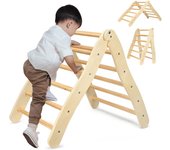 Escalada para niños,Diseño Plegable niños de Madera Natural Bastidores de Escalada,Estructura de Escalada con rampa