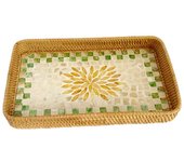 Hand Woven Splicing Shell Rattan Basket Rattan Weaving Colorful Rattan Shell Tray Handmade Household Dried Fruit Plate