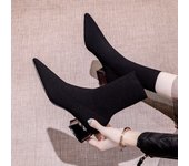 Botas Ajustadas Para Mujer Botas Cortas De Tacón Medio Puntiagudo De Tacón Alto Para Mujer Botas Individuales De Primavera Y Otoño, Calcetines De Punto De Otoño E Invierno Botas Calcetines De Tacón Grueso Botas