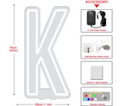 76cm Colorful Illuminated Alphabet Large Light Sign A -Z Alphabet Free Stand Up Neon BABY Party Light Sign,Dimmable and Clear Backer