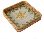 Hand Woven Splicing Shell Rattan Basket Rattan Weaving Colorful Rattan Shell Tray Handmade Household Dried Fruit Plate
