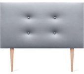 Cabecero de Polipiel o Tela Pro con 2 hileras de Botones y Patas Cabezal tapizado Cama Lujo (150x105cm con Patas (Camas 150/160), Tela Beige)