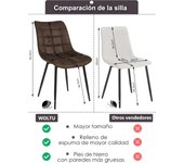 Pack de 2 Sillas de Comedor Asiento de Tela Dining Chairs Silla Diseño Silla Tapizada Estructura Metálica Sillón con Respaldo Sillas de Cocina Antracita BH247an-2