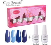Clou Beaute 8ml Gift Set Kit UV LED Gel Varnish Soak Off Nail Art Gel Nail Polish Pure Nail Color Base Coat No Wipe Top Coat