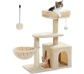 Árbol para gatos pequeños de interior torre de felpa para gatos con condominio grande para gatos hamaca profunda y poste rascado