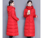 Warm and thick medium to long winter cotton padded jacket clothing, fluffy trench coat with hood for women's clothing